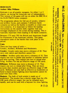 Redcoats (198x)(M.C. Lothlorien) box cover back